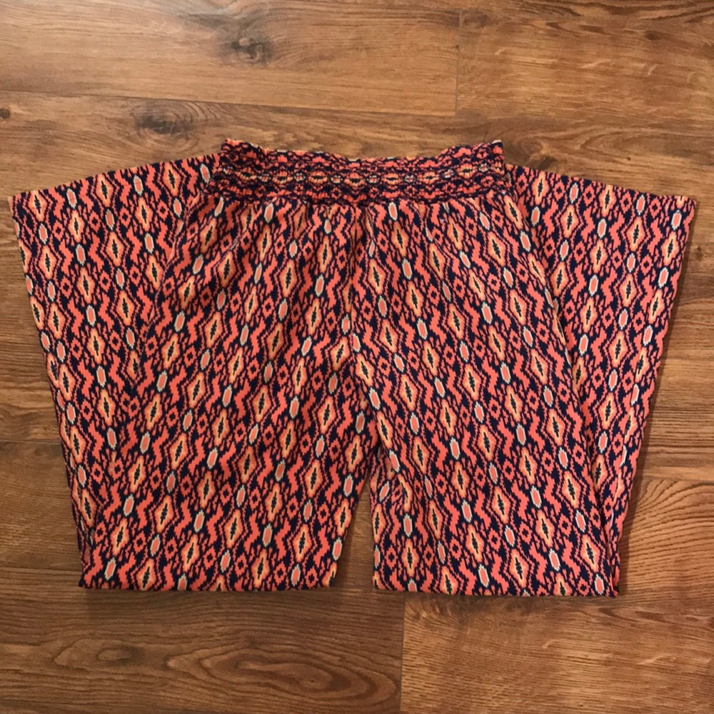 Spacegirly Patterned Wide Leg Elastic Waist Palazzo Pants Size M
